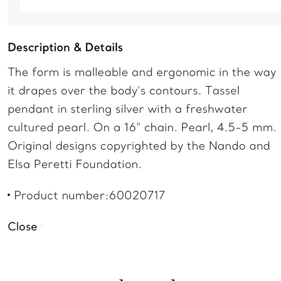 Tiffany & Co. Elsa Peretti mesh tassel pendant with pearl - Picture 7 of 7